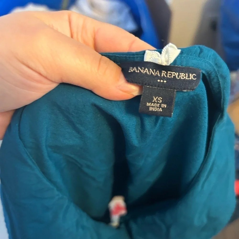 BANANA REPUBLIC DEEP TEAL Y2K PUFF SLEEVE BLOUSE